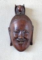 MOSOLYGÓ BUDDHA FEJ FARAGOTT PORTRÉ FALIKÉP, FALIDÍSZ