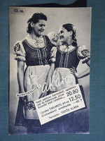 Képeslap,Budapest,Magyar Divatcsarnok áruház,Tüdős Klára ruha kollekció sorozat 12. sz. ,1940-