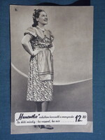 Képeslap,Budapest,Magyar Divatcsarnok áruház,Tüdős Klára ruha kollekció sorozat 5. sz. ,1940-