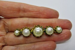 Nice antique copper brooch with set pearls