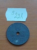 BELGIUM BELGIE - BELGIQUE 25 CENTIMES 1944 WW II. CINK, III. Leopold király  S221