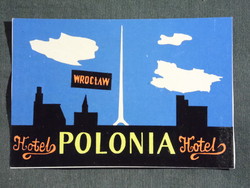 Advertising suitcase label, Poland, Polonia Hotel Wrocław, 1950-60-