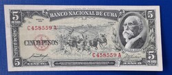 CUBA Kuba  5 pesos 1958 .
