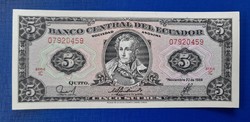 Ecuador 5 sucries 1988 . UNC.