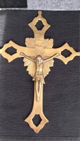 Réz fali feszület, 28 X 19,5 cm, (1960) szép állapotban, 232 g.