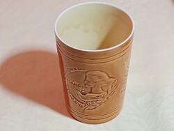 Kerámia csésze pohár GRÁNIT ZAH Nemzetközi Nőnap marc 8 retro 11x8cm No1