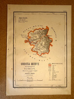 Ugocsa vármegye térképe. Hátsek 1880. A magyar szent korona országainak... Felvidék. Kárpátalja