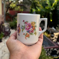 Zsolnay Porcelán kakaós virágos bögre  paraszti gyűjtői nosztalgia darab