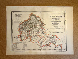 Heves vármegye térképe. Hátsek 1880. A magyar szent korona országainak megyei térképei.