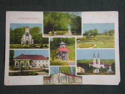 Képeslap,Harkány,Máriagyüd,mozaik,templom,kápolnapark,gyógyfürdő látkép,Kosik Mihály bazár kia,1910-