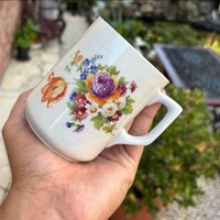 Zsolnay Porcelán kakaós virágos bögre  paraszti gyűjtői nosztalgia darab