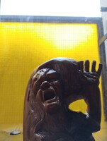 Spooky Hand-Carved Wooden Statue - Haunted Art for Your Home