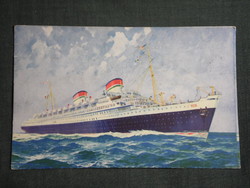 Képeslap,Olaszország, SS "REX" Italian ocean liner steamship, 1930-