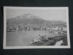 Postcard, Piusz study trips series, 3rd edition, Switzerland, Lucerne skyline detail, 1930-