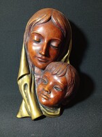 Vintage Achatit Szűz Mária, Madonna a kisdeddel fali dombor dísz