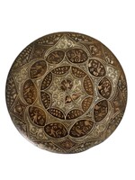 Virágmintás réz dísztányér, fali tányér, fali dísz