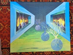 Szignó NÉLKÜL  absztrakt akril   vásznon 50x60 cm  REINHOLDT BÖHMISCH (MARL) NÉMET művész?