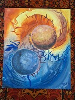 1997 Szignált  absztrakt akril   vásznon 50x60 cm REINHOLD BÖHMISCH-(MARL) német művész