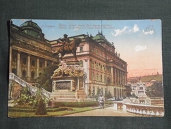 Postcard, Budapest, detail of the Royal Castle Garden, view of the equestrian statue of Prince Jenő, park guard, 1914-