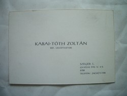 Kabai-Tóth Zoltán ref. lelkipásztor névjegykártya