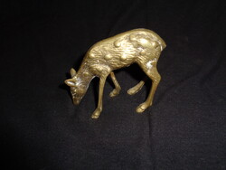 Solid brass grazing fawn figurine