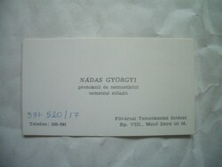 Nádas Györgyi protokoll és nemzetközi temetési előadó névjegykártya