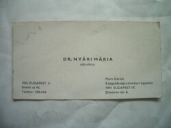 Dr Nyári Mária adjunktus névjegykártya