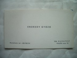 Endrédy Győző névjegykártya