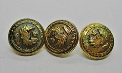 Szépséges antik aranyozott címeres jelzett gombok 1911 környékéről 3db