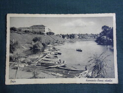Képeslap,Baja,Kamarás Duna,csónak kikötő,látkép,részlet,1941-
