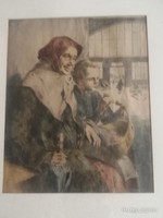 Bajor Ágost (1892-1958): Várakozás rézkarc