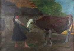 1T392 Juszkó Béla : Kislány és a bika