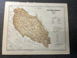 Lika-Krbava vármegye térképe. Gönczy 1897. Magyarország kézi atlasza. Horvátország
