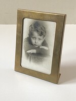 ANTIK ART DECO RÉZ FÉNYKÉPTARTÓ KERET ÜVEGGEL KITÁMASZTÓVAL