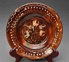 Nagyon öreg népi falitányér, Erdély, 19. szd. második fele