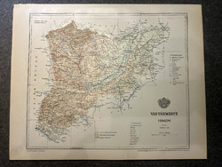 Vas vármegye térképe. Gönczy 1897. Magyarország kézi atlasza.