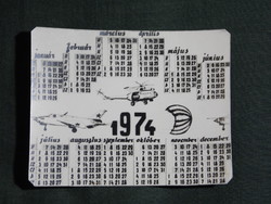 Kártyanaptár,céllövölde,repülőgép,helikopter ,1974 ,   (7)