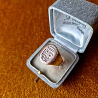 Antique 925 silver crest sign ring