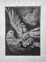 Peace 1961. Károly Raszler graphic etching without frame