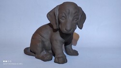 Lilli Hummel-König Karlsruhe jelzett kerámia kölyök kutya bájos ritka figurális szobor figura