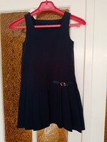Dark Blue Fabric Girl / Kids' Dress for School Start - 6-7 Years Old