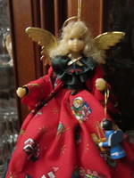 Csodás   vintage  angyalka kézműves viasz fejű   karácsonyfa disz