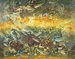 Máriási Masznyik Iván festőművész (1928-1997) "Áramlás II" c. olajképe