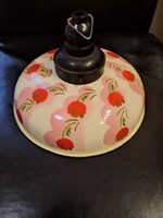 Retro ,tulipánmintás zománcozott vas mennyezeti vagy asztali lámpa