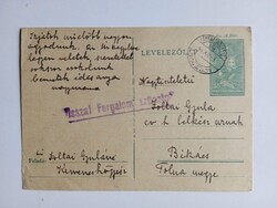 ZA589.20  Levelezőlap - 1944 -"Vissza! Forgalom szünetel bélyegzés"  Zoltai Gyula  Bikács  (Tolna)