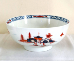 Antik angol Lowestoft porcelán tál Dolls House mintával c1760