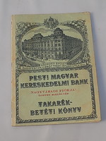 PESTI MAGYAR KERESKEDELMI BANK TAKARÉK BETÉT KÖNYV 1940-44 IG