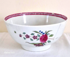 Antik angol New Hall porcelán tál virágokkal c1760
