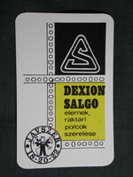 Kártyanaptár,Javszer lakáskarbantartó,Budapest,Dexion salgo, grafikai,reklám figura, 1974,   (7)