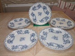 Antik francia Sarreguemines fajansz lapostányér 5 db